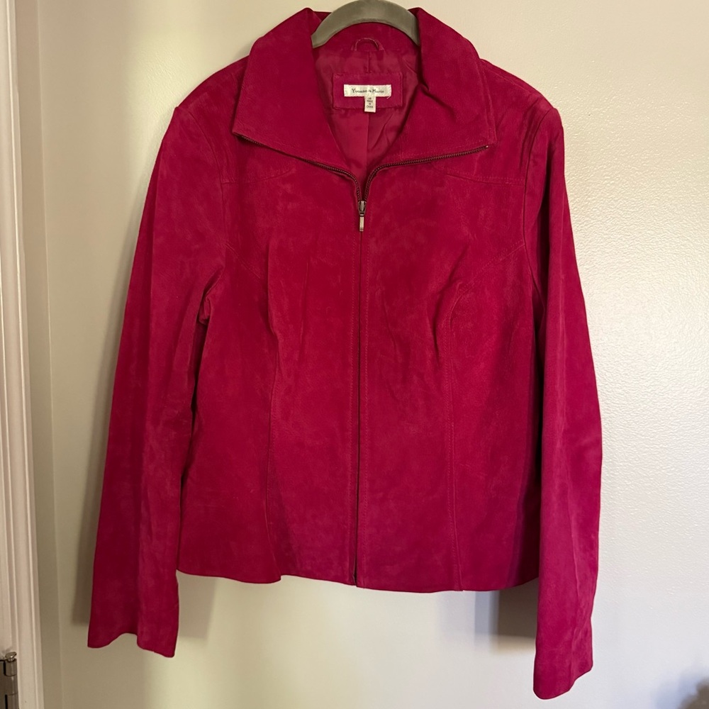 YVONNE MARIE Vintage Hot Pink Suede Jacket Size 14